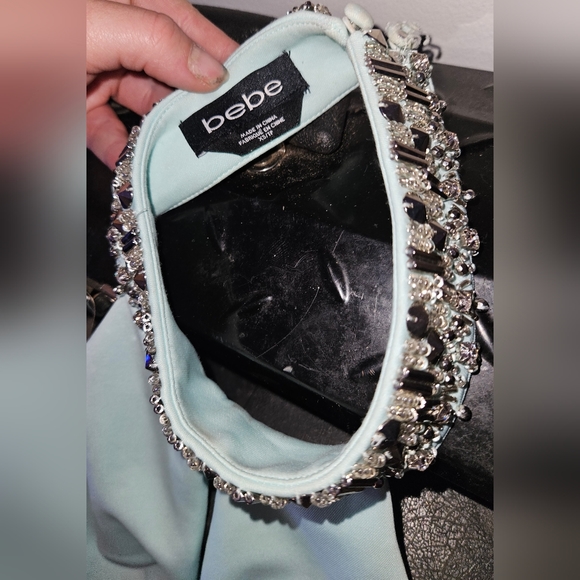 bebe Light Blue Embellished Halter Cocktail Dress - Picture 2 of 2